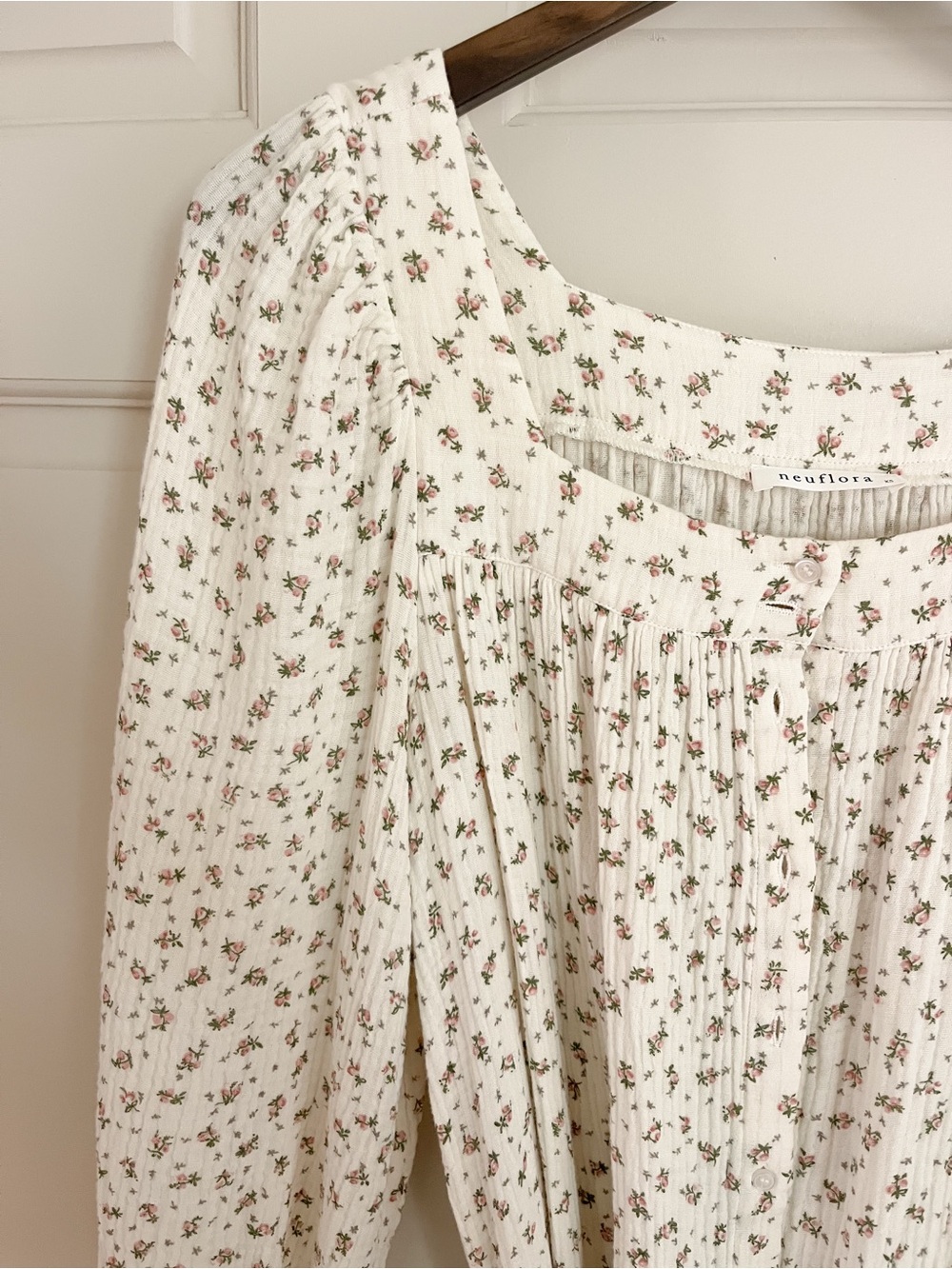 Neuflora Dress (S) Floral Cotton Muslin Buttondown Dress